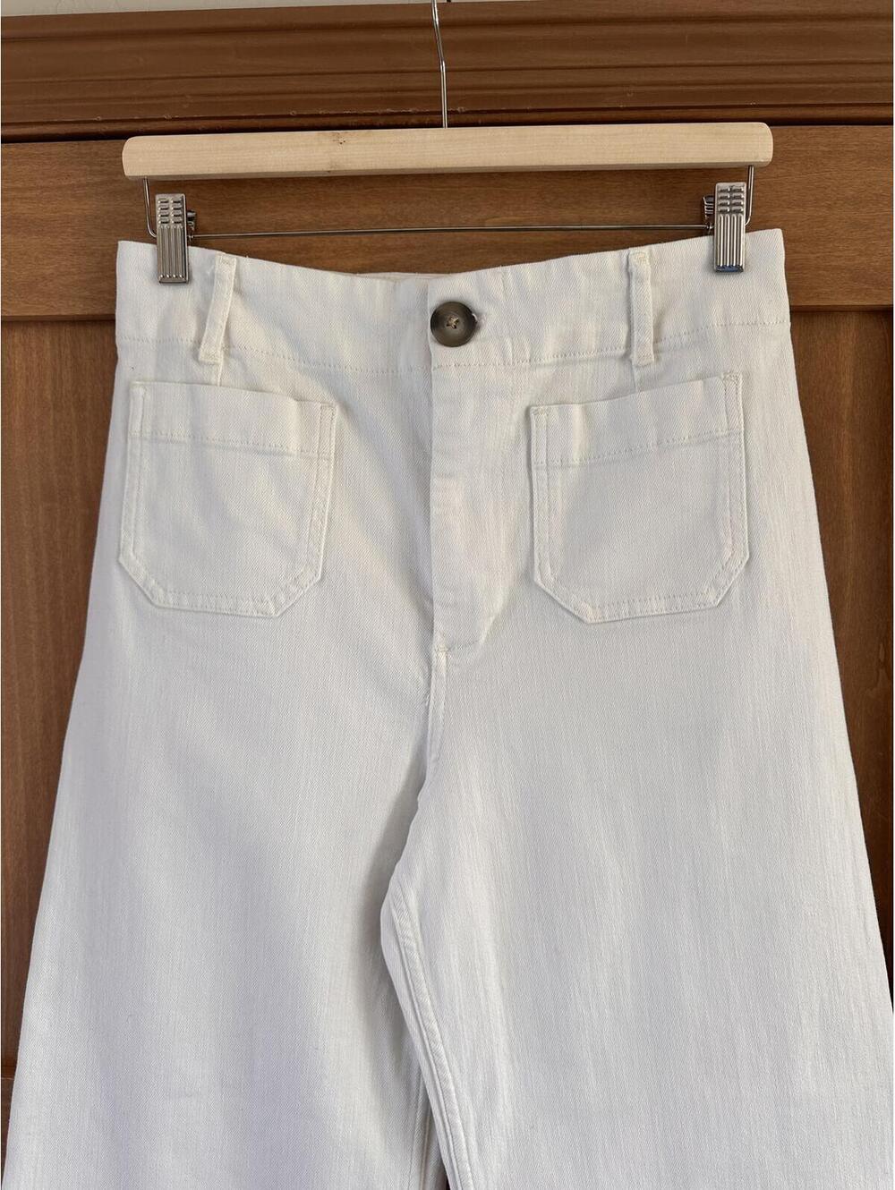 Anthropologie Maeve The Colette Cropped High Rise Wide Leg Jeans White Women 29 - Picture 3 of 14